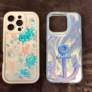 iPhone 16 Pro Turtle and Anchor Design Phone Cases